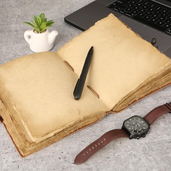 Vintage Leather Journal Handmade Buffalo Non-Refillable Deckle Edge Paper – Leat - Picture 7 of 8